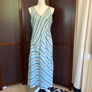 J Jill Love Linen Stripe Maxi Dress Sleeveless Lined size petite‎ medium